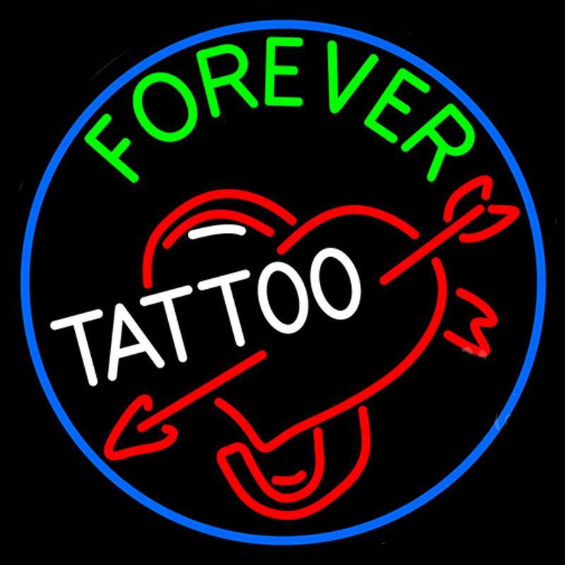 Forever Tattoo Round Neon Sign